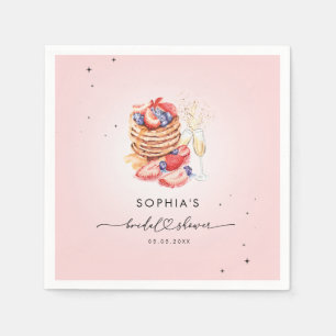 Pancakes Brunch & Bubbly Pink Brautparty Serviette