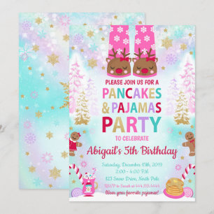 Pancakes de Noël et pyjamas Invitation d'anniversa
