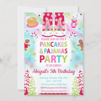 Pancakes de Noël et pyjamas Invitation d'anniversa