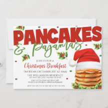 Pancakes Et Pajamas De Noël Invitation
