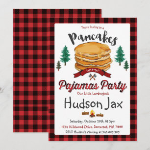 Pancakes Et Pyjamas Anniversaire Invitation Plaid