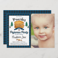 Pancakes Et Pyjamas Anniversaire Invitation Plaid