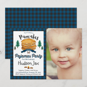 Pancakes Et Pyjamas Anniversaire Invitation Plaid