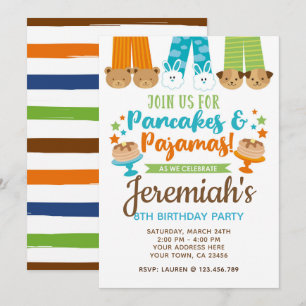 Pancakes et Pyjamas Boy Invitation Anniversaire