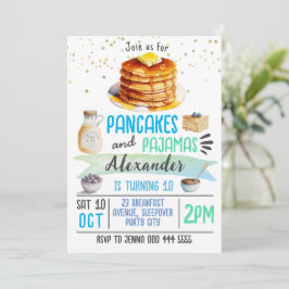 Pancakes et pyjamas couché Invitation Anniversaire