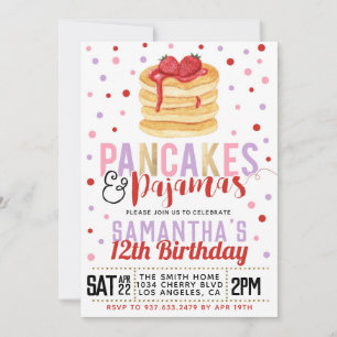 Pancakes et pyjamas Invitation d'anniversaire