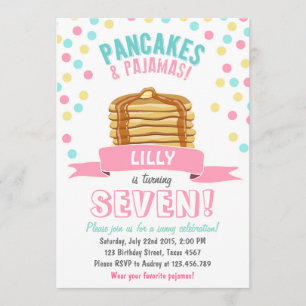 Pancakes et pyjamas Invitation de fête d'anniversa