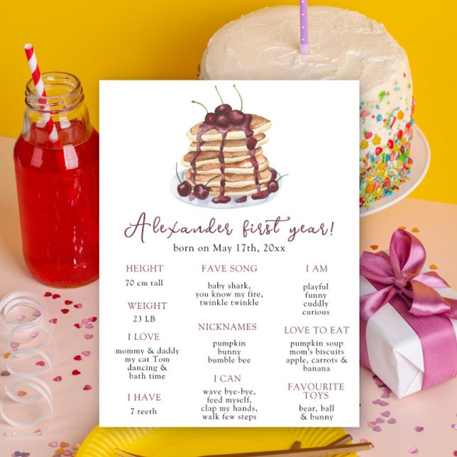 Pancakes First Birthday Milestone Geburtstag Poster (Von Creator hochgeladen)