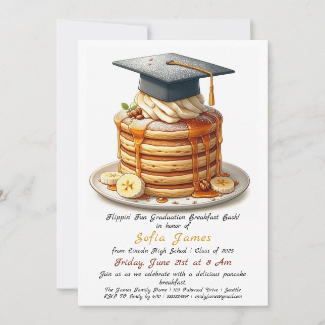 Pancakes Graduation Party Invitation (Devant)