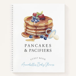 Pancakes & Pacifiers Blue Baby Shower Guest Book Notizbuch