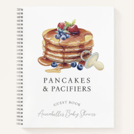 Pancakes & Pacifiers Gray Baby Shower Guest Book Notizbuch