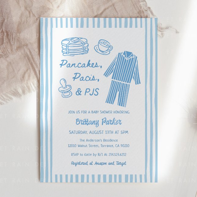 Pancakes, Pacis & PJs Boy Baby Shower Einladung (Von Creator hochgeladen)
