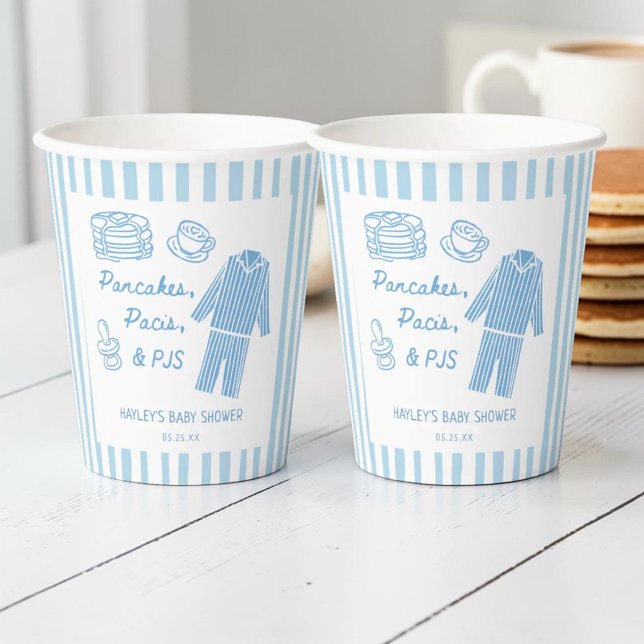 Pancakes, Pacis & PJs Boy Baby Shower Pappbecher (Von Creator hochgeladen)