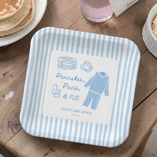 Pancakes, Pacis & PJs Boy Baby Shower Pappteller (Von Creator hochgeladen)