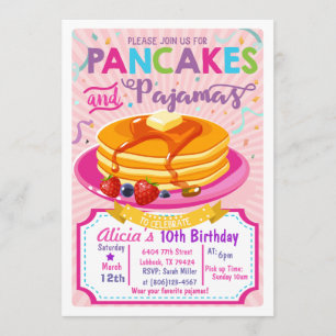 Pancakes Pajamas Anniversaire invitation Fête des