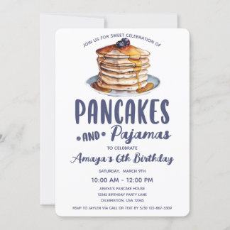 Pancakes & Pajamas Birthday Girl Party Einladung