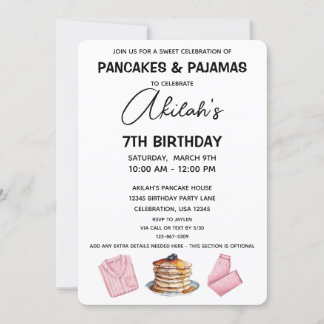 Pancakes & Pajamas Birthday Girl Party Einladung
