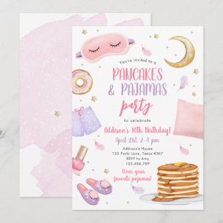 Pancakes Pajamas Sleepover Slumber Party Geburtsta Einladung