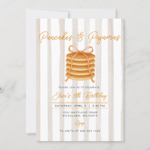 Pancakes & Pajamas Streifen Geburtstagsparty Einladung