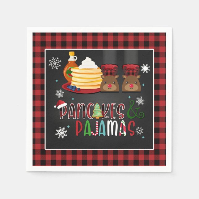Pancakes & Pajamas Weihnachts-Party Napkin Serviette (Vorderseite)