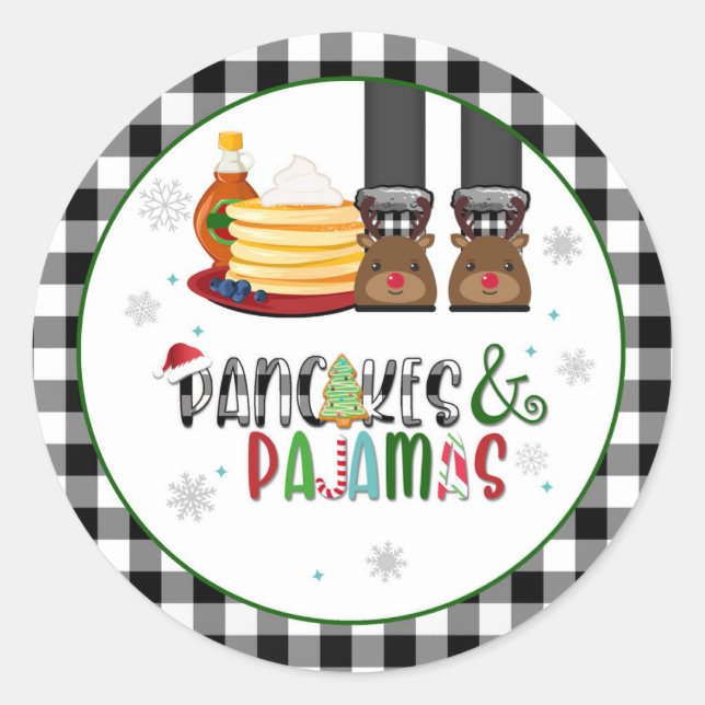 Pancakes & Pajamas Weihnachtsaufkleber für Party - Runder Aufkleber (Vorderseite)