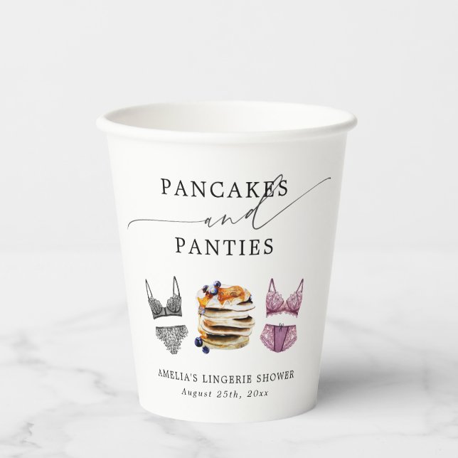 Pancakes & Panties Brautparty Pappbecher (Vorderseite)