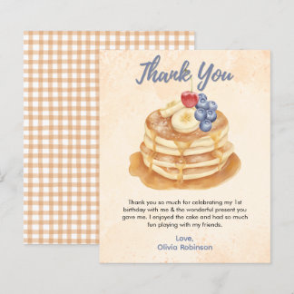 Pancakes & Pyjamas 1. Geburtstag Danke Karte