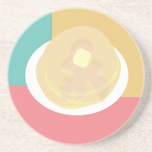 Pancakes Sirup Tropfen farbenfroh rosa Aquamarin Getränkeuntersetzer