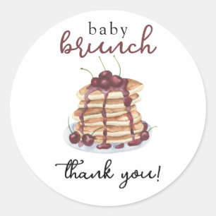 Pancakes Süße Kirsche Baby Shower Dankeskarten Runder Aufkleber