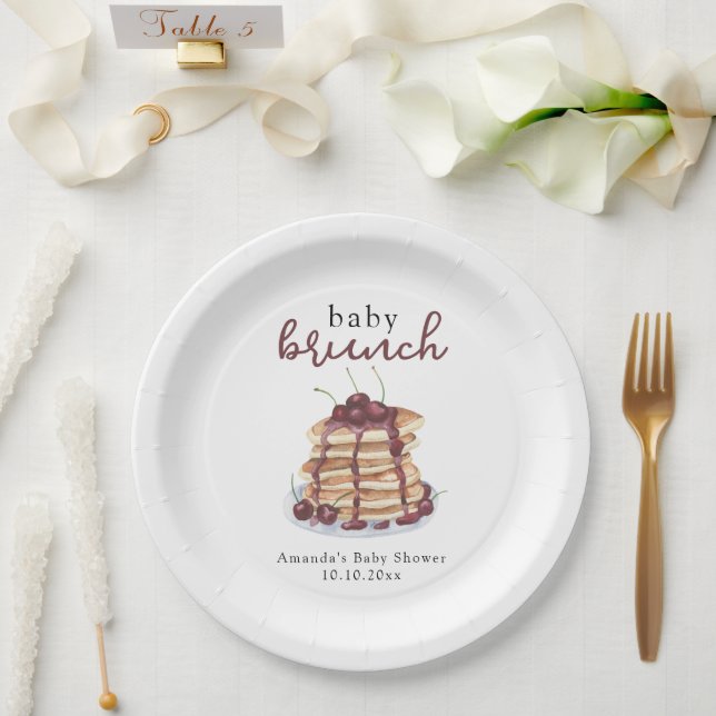 Pancakes Sweet Cherry Baby Dusche Pappteller (Hochzeit)
