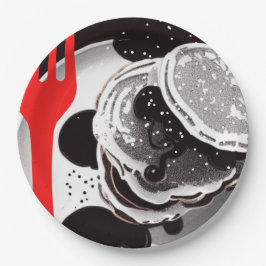 Pancakes und Gabelpapier Teller