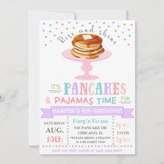 Pancakes und Pajamas Einladung | Pajama-Party (Vorderseite)