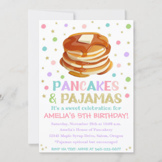 Pancakes und Pajamas Einladung | Pajama-Party