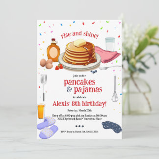 Pancakes und Pajamas Frühstück Party Einladung