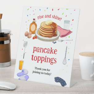 Pancakes und Pajamas Frühstück Party Sockelschild