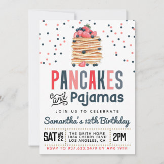 Pancakes und Pajamas Geburtstag Einladung