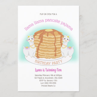 Pancakes und Pajamas Geburtstag | Llama Einladung