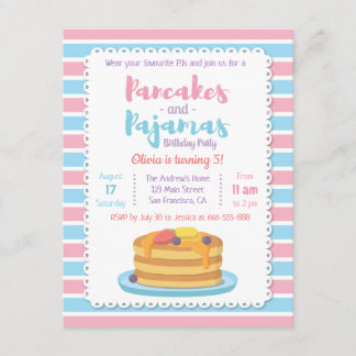 Pancakes und Pajamas Geburtstagsparty Einladungen
