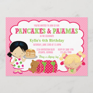 Pancakes und Pajamas Sleepover Party Einladung