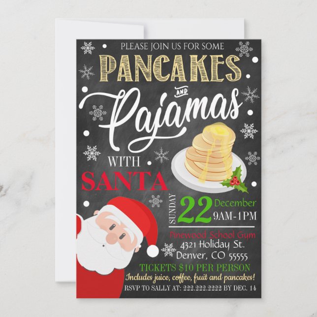 Pancakes und Pajamas Weihnachten Einladung (Vorderseite)