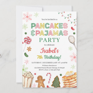 Pancakes und Pajamas Weihnachten Geburtstag Einladung