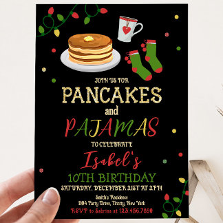 Pancakes und Pajamas Weihnachten Geburtstag Einladung