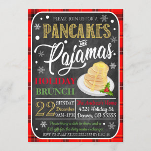 Pancakes und Pajamas Weihnachts-Party Einladung