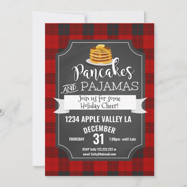 Pancakes und Pjamas Weihnachtsfest Party Einladung (Vorderseite)