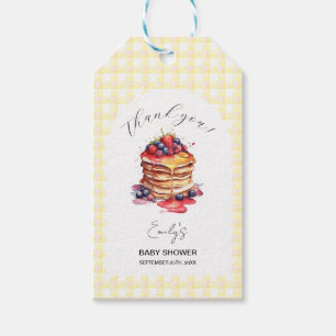Pancakes und Schnuller Gingham Kariert Baby Shower Geschenkanhänger