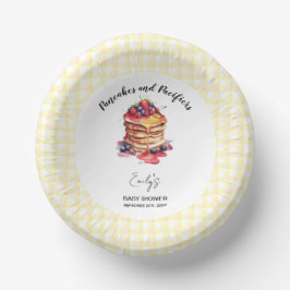 Pancakes und Schnuller Gingham Kariert Baby Shower Pappteller