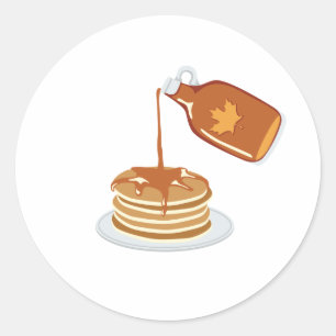 Pancakes und Sirup Runder Aufkleber
