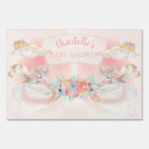 Aquarelle magique Baby shower Unicorne rose