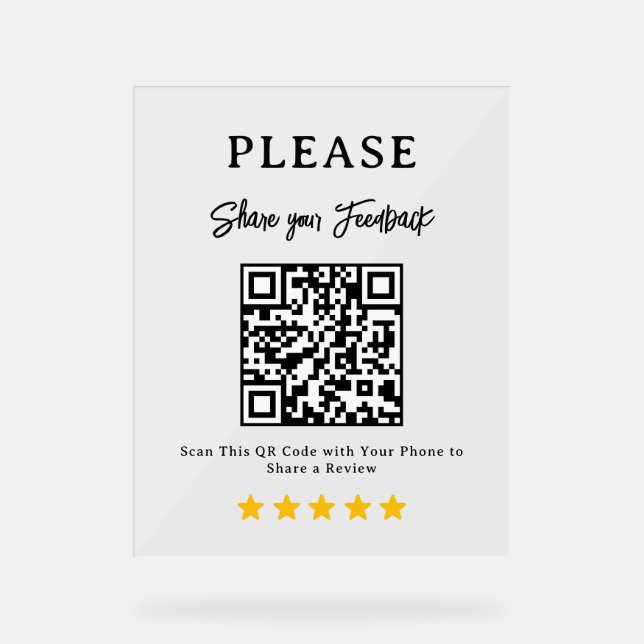 Pancarte d'affichage de code QR pour laisser un av (Recto)