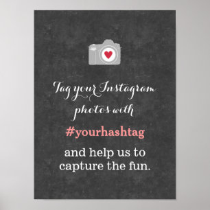 Pancarte de hashtag Instagram Love Camera Tableau